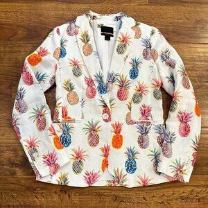 J.Crew Collection linen pineapple Campbell single button blazer